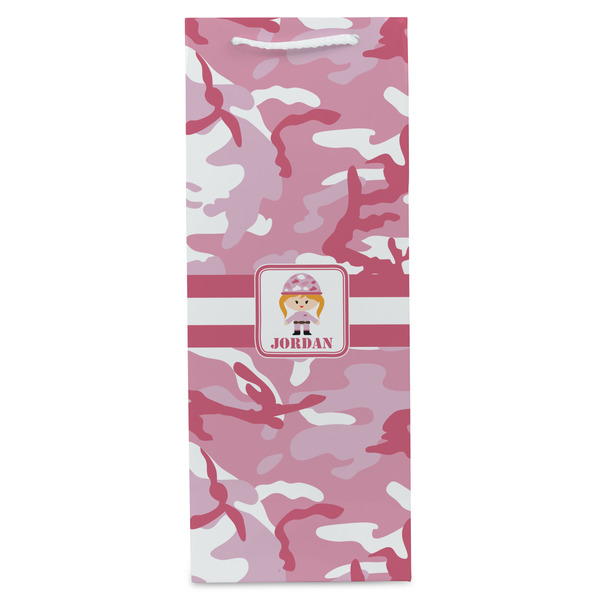 Pink Camo Wine Gift Bag - Matte - Front