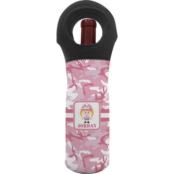 Custom Pink Camo Wine Tote Bag (Personalized)