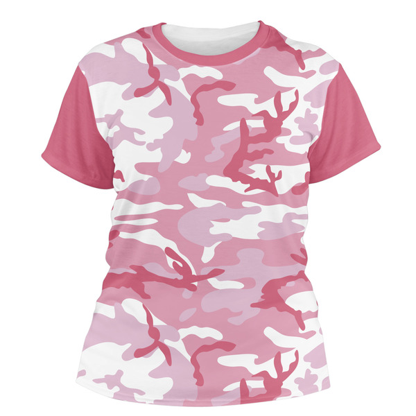Custom Pink Camo Women's Crew T-Shirt - Medium
