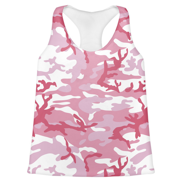 Custom Pink Camo Womens Racerback Tank Top - Medium