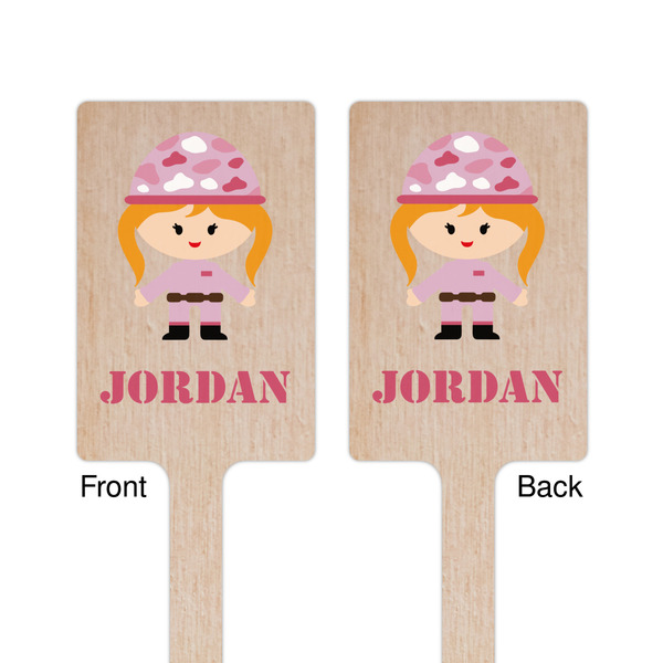 Pink Camo Wooden 6.25" Stir Stick - Rectangular - Double Sided - Front & Back