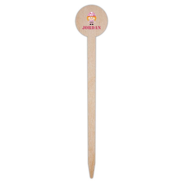 Pink Camo Wooden 6" Food Pick - Round - Single Pick