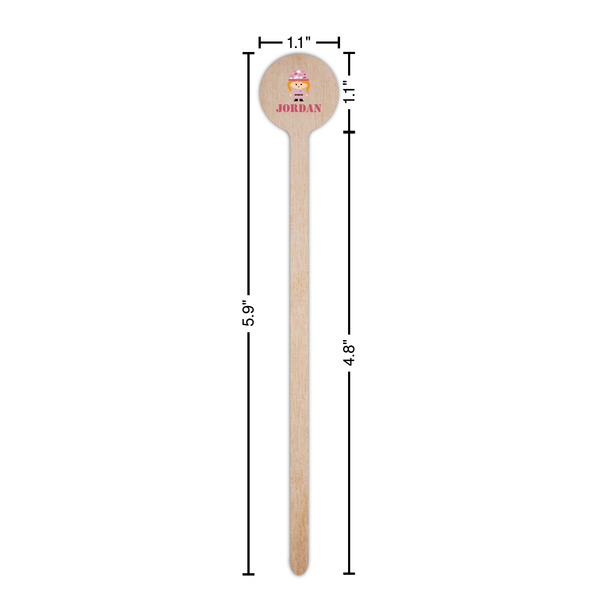 Pink Camo Wooden 6" Stir Stick - Round - Dimensions