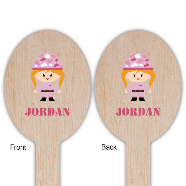Pink Camo Wooden Food Pick - Oval - Double Sided - Front & Back