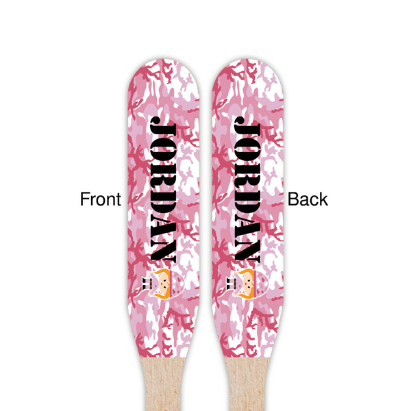 Pink Camo Wooden Food Pick - Paddle - Double Sided - Front & Back