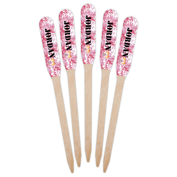 Pink Camo Wooden Food Pick - Paddle - Fan View