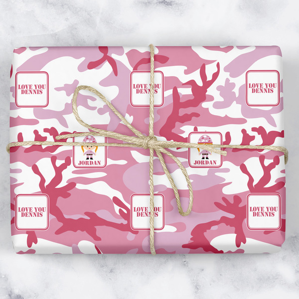 Custom Pink Camo Wrapping Paper (Personalized)