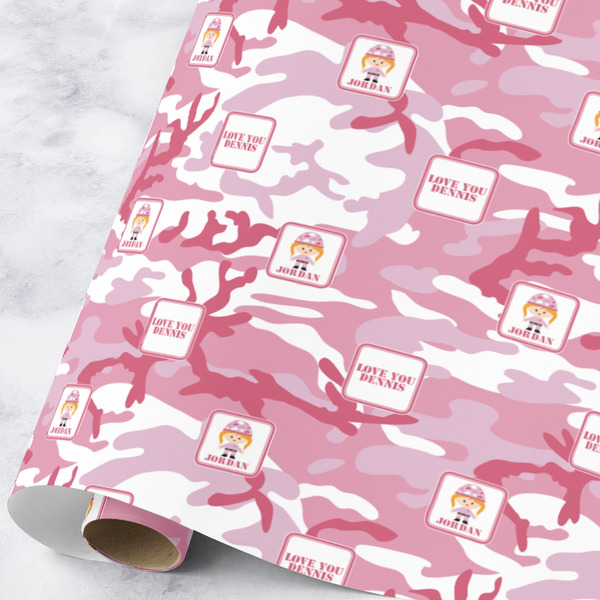 Custom Pink Camo Wrapping Paper Roll - Large (Personalized)