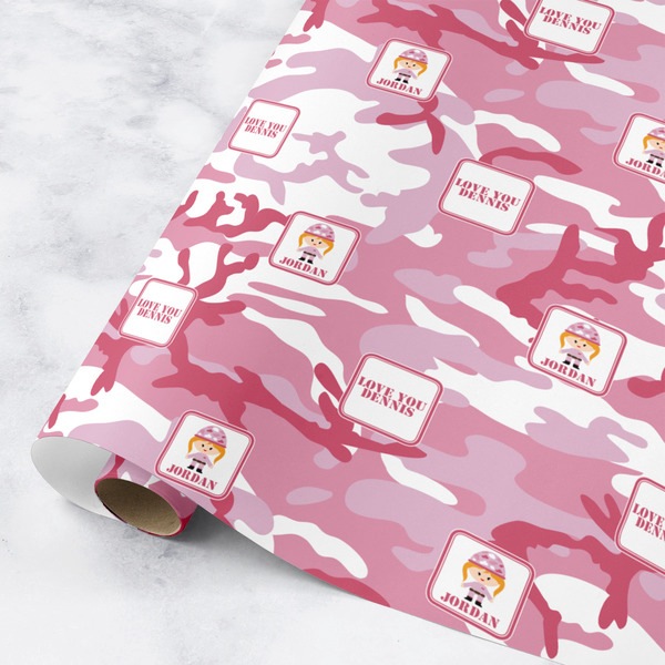 Custom Pink Camo Wrapping Paper Roll - Small (Personalized)
