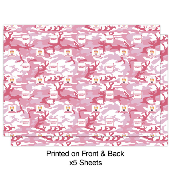 Pink Camo Wrapping Paper Sheet - Double Sided - Front