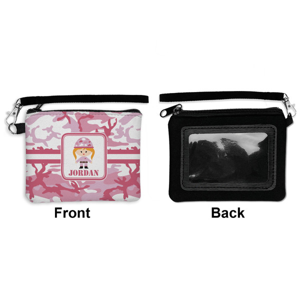 Pink Camo Wristlet ID Cases - Front & Back