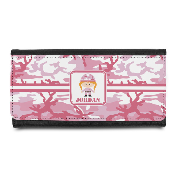 Custom Pink Camo Leatherette Ladies Wallet (Personalized)