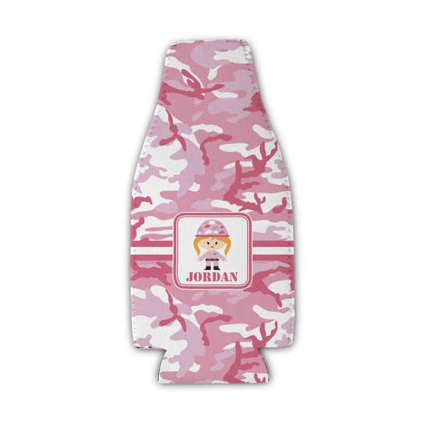 Custom Pink Camo Zipper Bottle Cooler (Personalized)