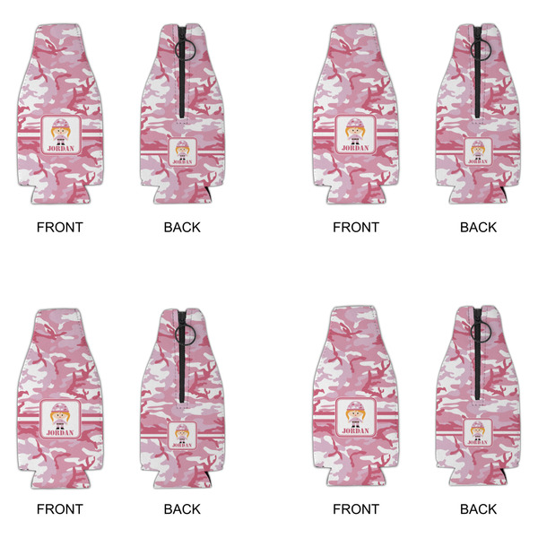Pink Camo Zipper Bottle Cooler - Set of 4 - APPROVAL