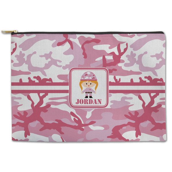 Custom Pink Camo Zipper Pouch (Personalized)