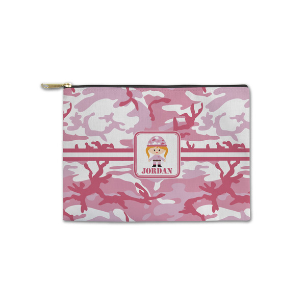 Custom Pink Camo Zipper Pouch - Small - 8.5"x6" (Personalized)