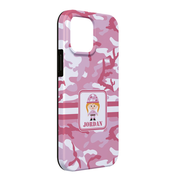 Custom Pink Camo iPhone Case - Rubber Lined - iPhone 13 Pro Max (Personalized)