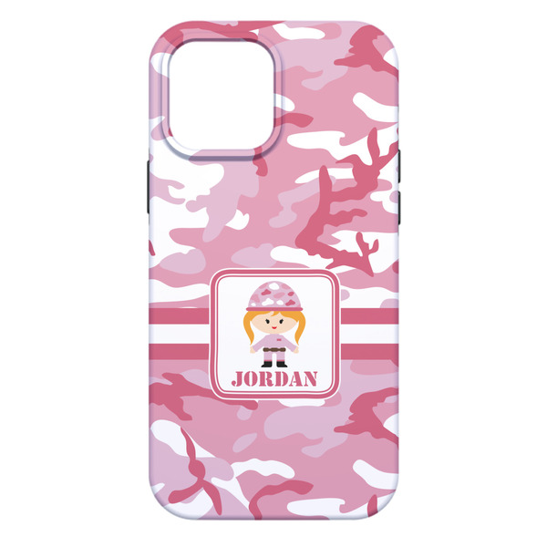 Pink Camo iPhone 13 Pro Max Tough Case - Back
