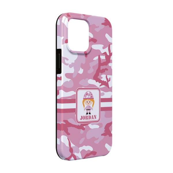 Custom Pink Camo iPhone Case - Rubber Lined - iPhone 13 Pro (Personalized)