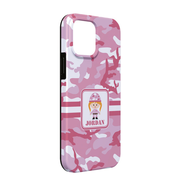 Custom Pink Camo iPhone Case - Rubber Lined - iPhone 13 (Personalized)