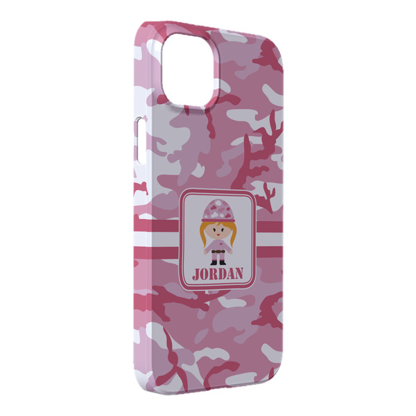 Custom Pink Camo iPhone Case - Plastic - iPhone 14 Plus (Personalized)