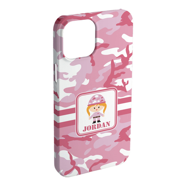 Custom Pink Camo iPhone Case - Plastic - iPhone 15 Plus (Personalized)