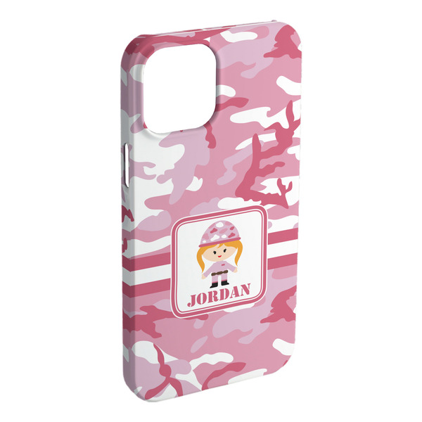 Custom Pink Camo iPhone Case - Plastic - iPhone 15 Pro Max (Personalized)