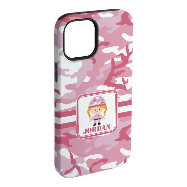 Custom Pink Camo iPhone Case - Rubber Lined (Personalized)