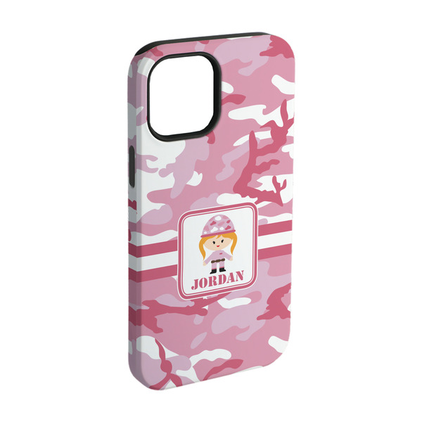 Custom Pink Camo iPhone Case - Rubber Lined - iPhone 15 (Personalized)