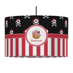 Pirate & Stripes 12" Drum Pendant Lamp - Fabric (Personalized)