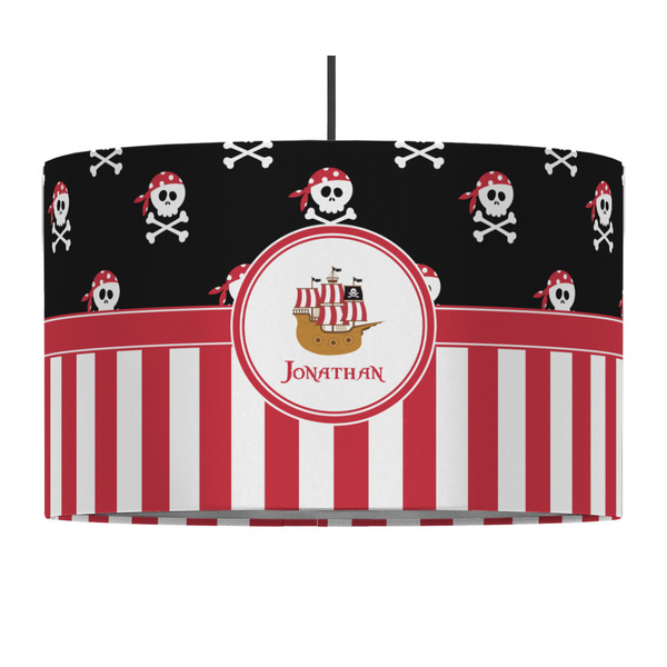 Custom Pirate & Stripes 12" Drum Pendant Lamp - Fabric (Personalized)