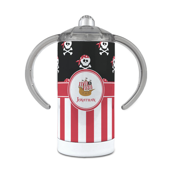 Custom Pirate & Stripes 12 oz Stainless Steel Sippy Cup (Personalized)
