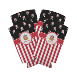 Pirate & Stripes Can Cooler (tall 12 oz) - Set of 4 (Personalized)
