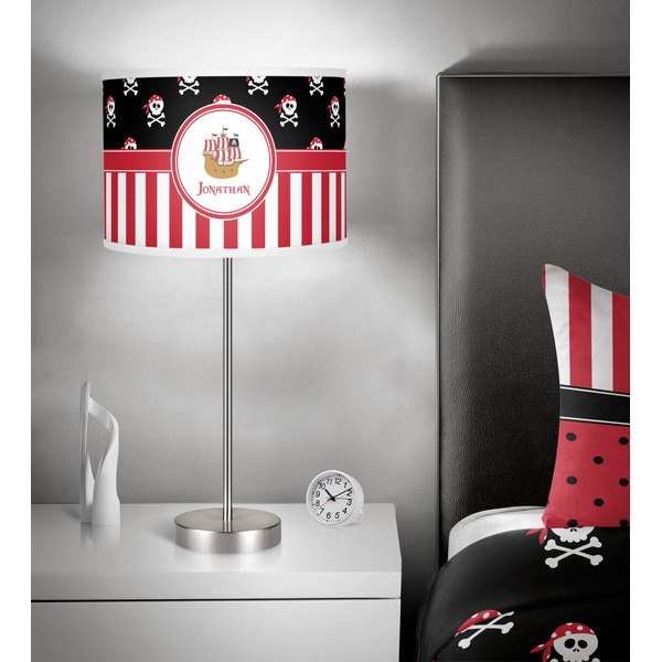 Pirate & Stripes 13 inch drum lamp shade - in room