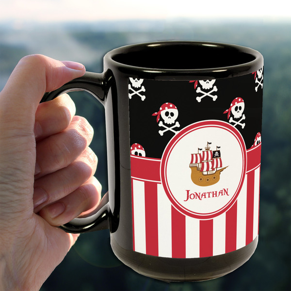 Pirate & Stripes 15oz. Black Mug - LIFESTYLE