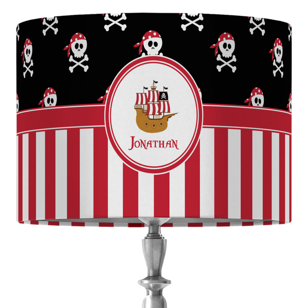 Custom Pirate & Stripes 16" Drum Lamp Shade - Fabric (Personalized)