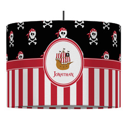 Pirate & Stripes 16" Drum Pendant Lamp - Fabric (Personalized)