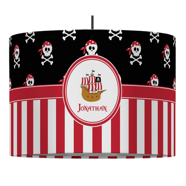 Custom Pirate & Stripes 16" Drum Pendant Lamp - Fabric (Personalized)