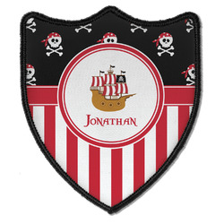 Pirate & Stripes Iron On Shield Patch B w/ Name or Text