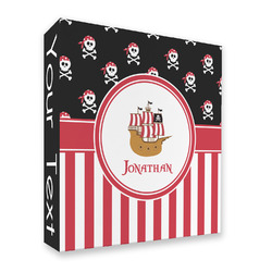 Pirate & Stripes 3 Ring Binder - Full Wrap (Personalized)