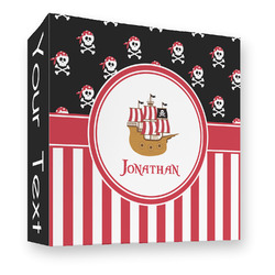 Pirate & Stripes 3 Ring Binder - Full Wrap - 3" (Personalized)