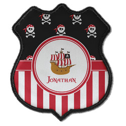 Pirate & Stripes Iron On Shield Patch C w/ Name or Text