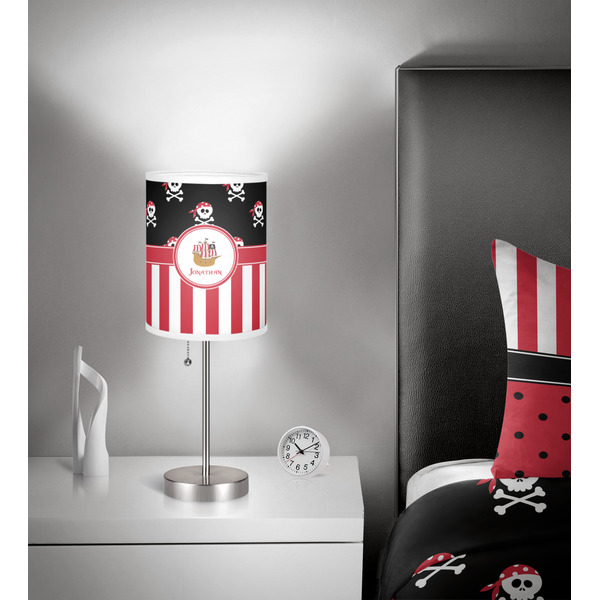 Pirate & Stripes 7 inch drum lamp shade - in room