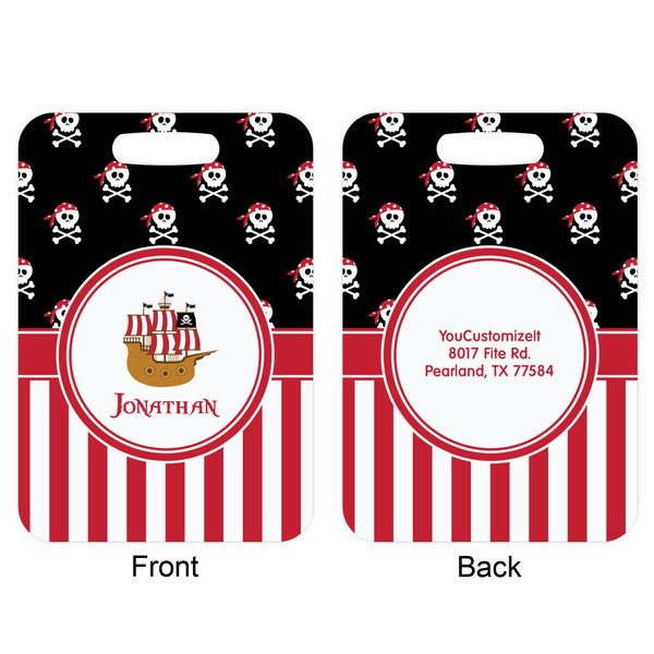 Pirate & Stripes Aluminum Luggage Tag (Front + Back)