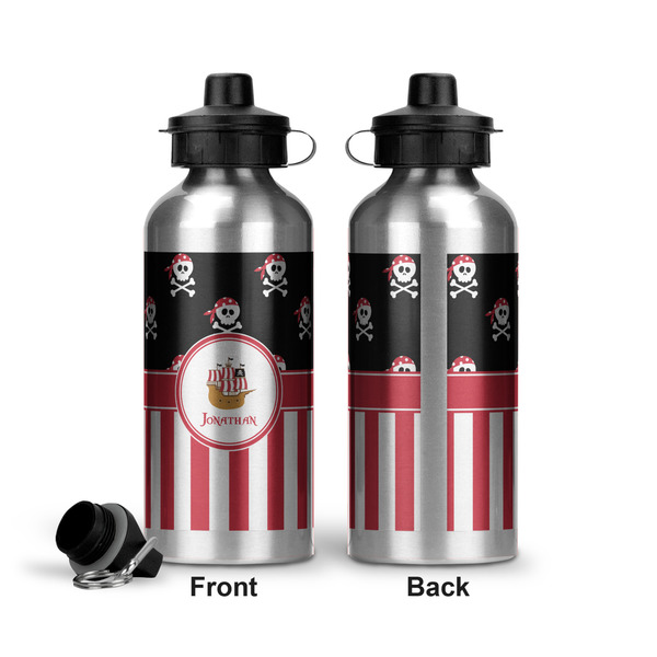 Pirate & Stripes Aluminum Water Bottle - Front and Back