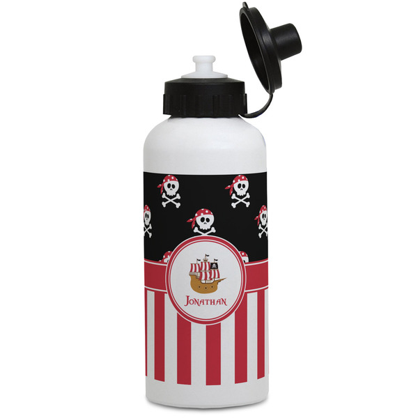 Custom Pirate & Stripes Water Bottles - Aluminum - 20 oz - White (Personalized)