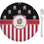 Pirate & Stripes 8" Glass Appetizer / Dessert Plates - Single or Set (Personalized)