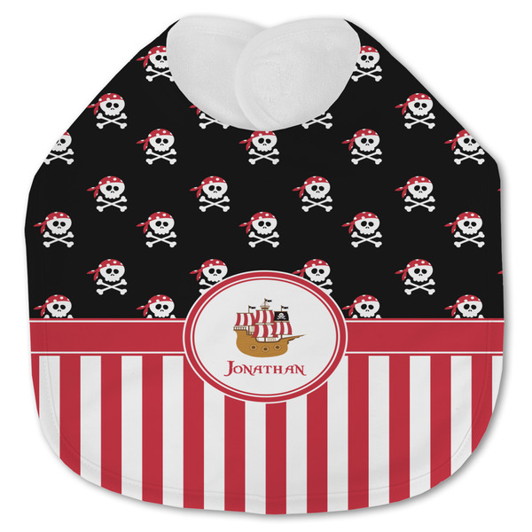 Custom Pirate & Stripes Jersey Knit Baby Bib w/ Name or Text