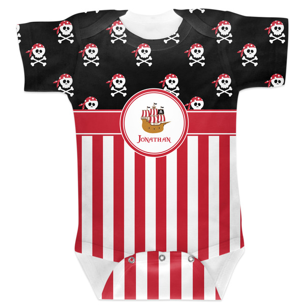 Custom Pirate & Stripes Baby Bodysuit 12-18 w/ Name or Text