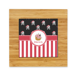 Pirate & Stripes Bamboo Trivet with Ceramic Tile Insert (Personalized)